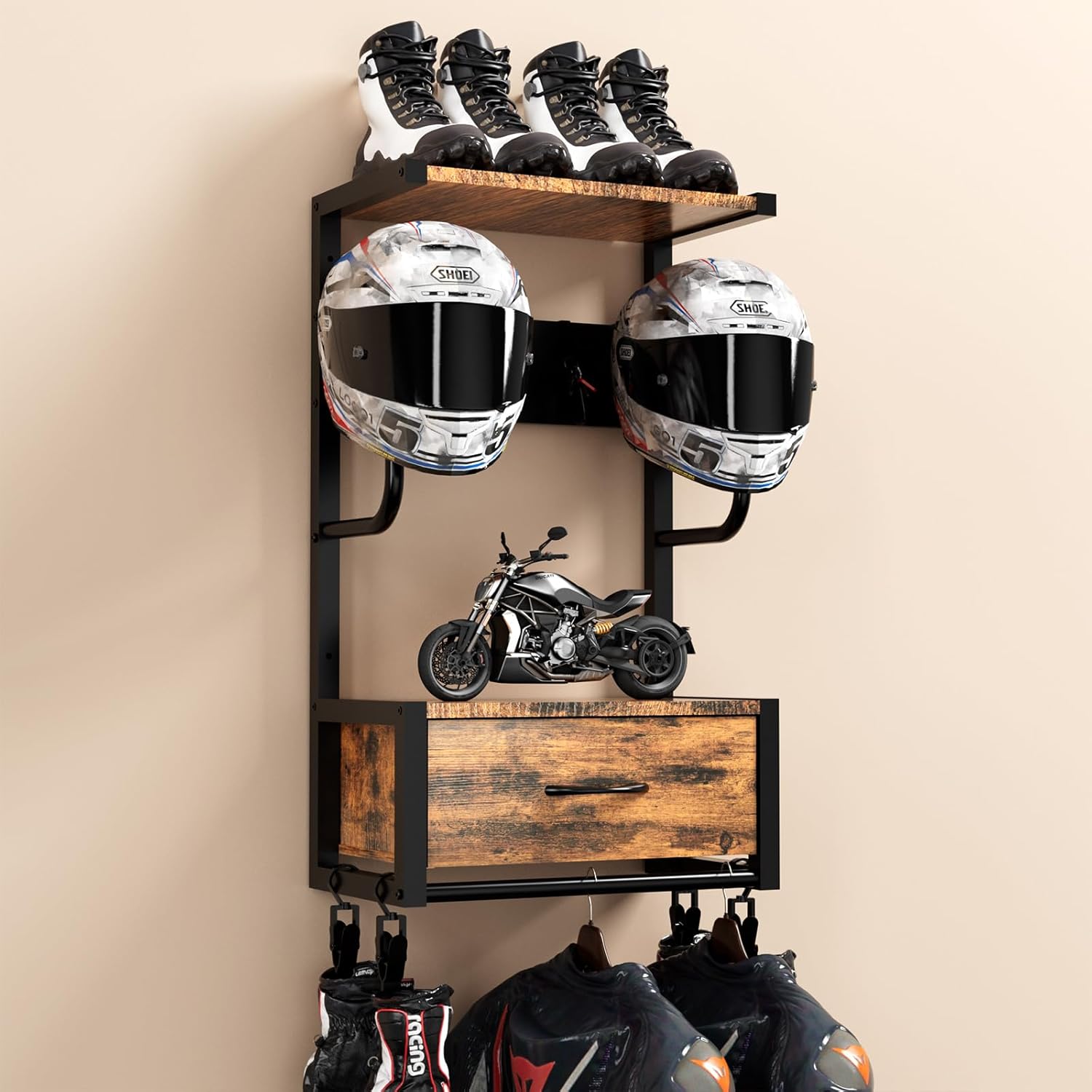 Motorcycle Helmet Holder, Wall - Cycling Gear Organiser recension och pris